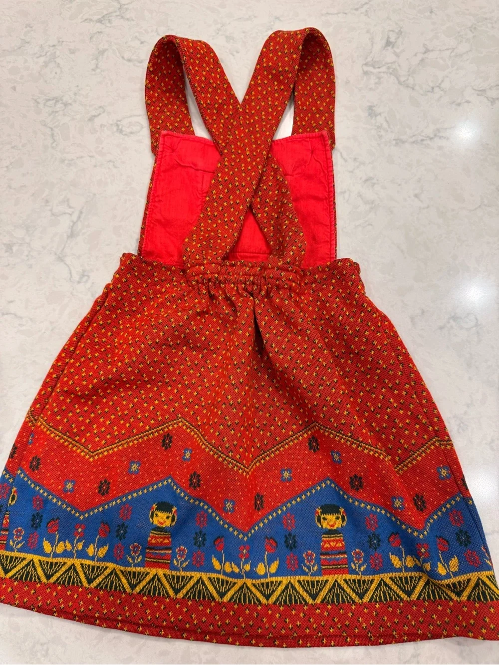 Vintage 1970s Carter’s Girls 6 Folk Art Pinafore Jumper Dress